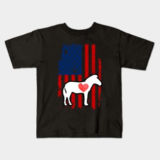Zebra Merica Usa American Flag Kids T-Shirt
